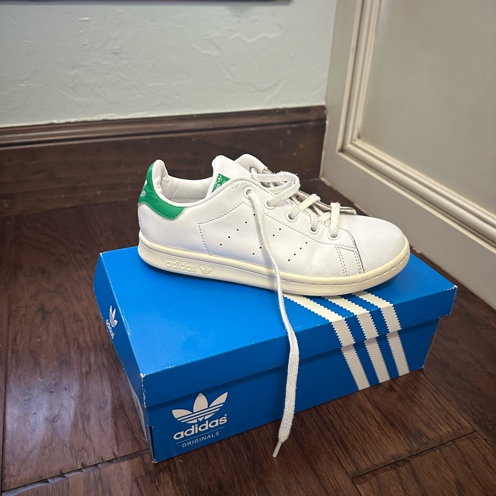 Adidas White and Green Classic Sneakers